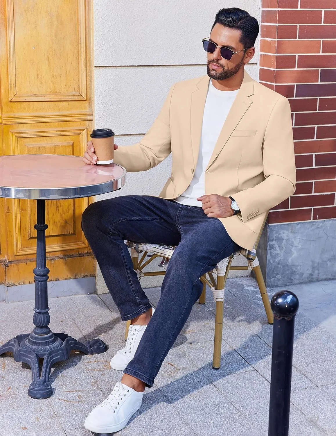 COOFANDY Men's Casual Linen Blazer Jacket Lightweight Sport Coats Two Button Suit Jackets