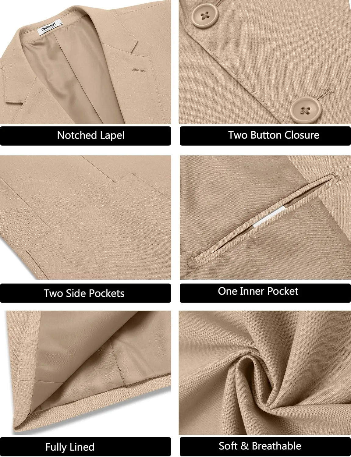 COOFANDY Men's Casual Linen Blazer Jacket Lightweight Sport Coats Two Button Suit Jackets