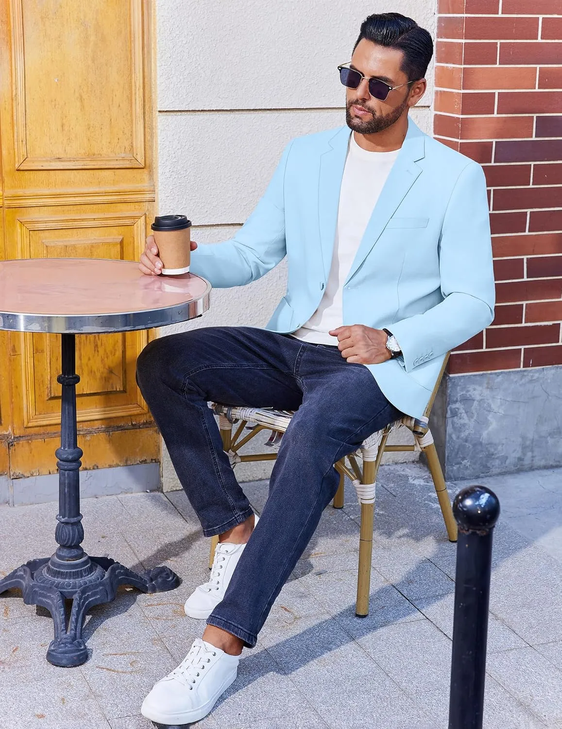 COOFANDY Men's Casual Linen Blazer Jacket Lightweight Sport Coats Two Button Suit Jackets