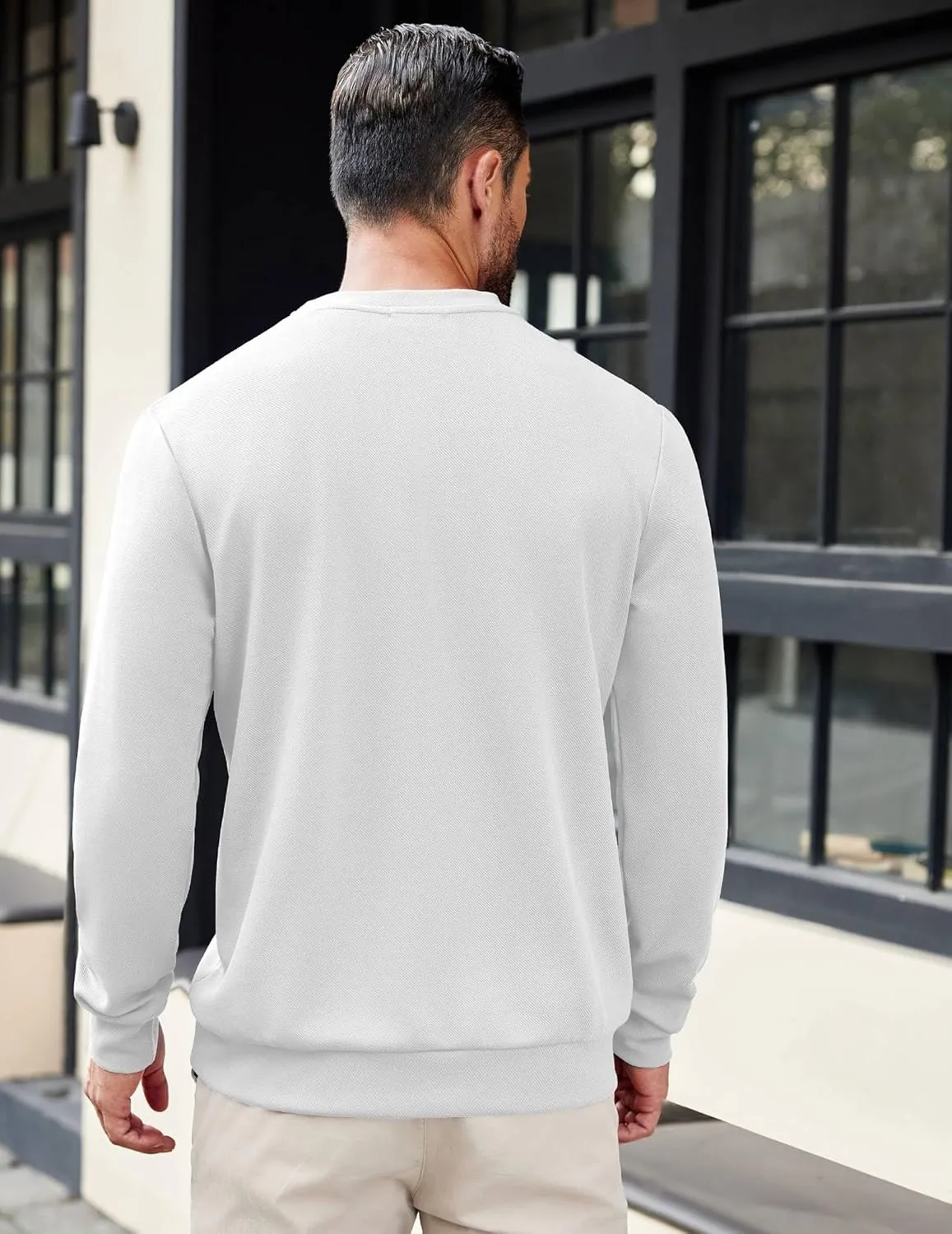COOFANDY Mens Crewneck Sweatshirts Long Sleeve Basic Pullover Shirts Twill Textured Soild Casual Tops