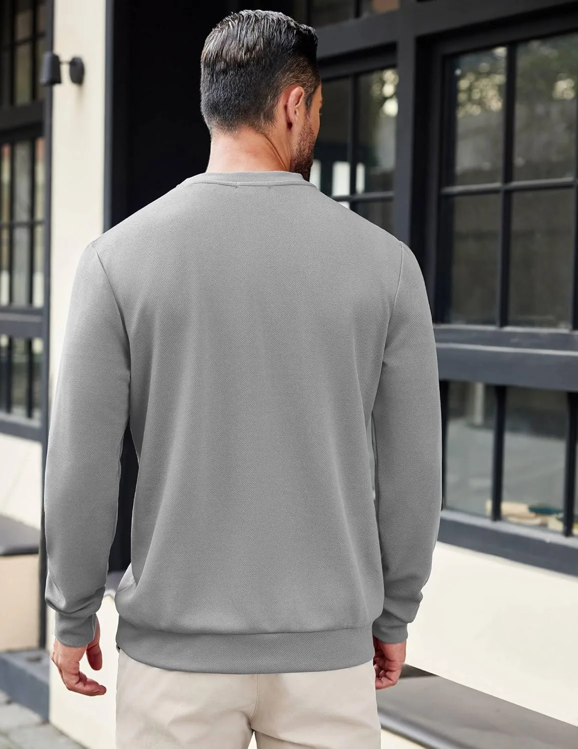 COOFANDY Mens Crewneck Sweatshirts Long Sleeve Basic Pullover Shirts Twill Textured Soild Casual Tops