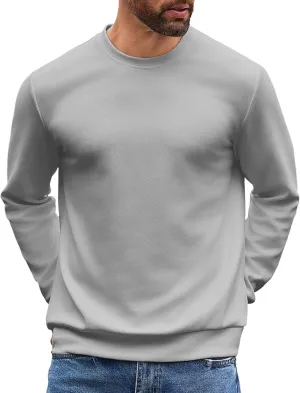 COOFANDY Mens Crewneck Sweatshirts Long Sleeve Basic Pullover Shirts Twill Textured Soild Casual Tops