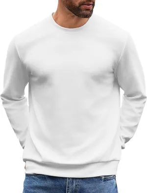 COOFANDY Mens Crewneck Sweatshirts Long Sleeve Basic Pullover Shirts Twill Textured Soild Casual Tops