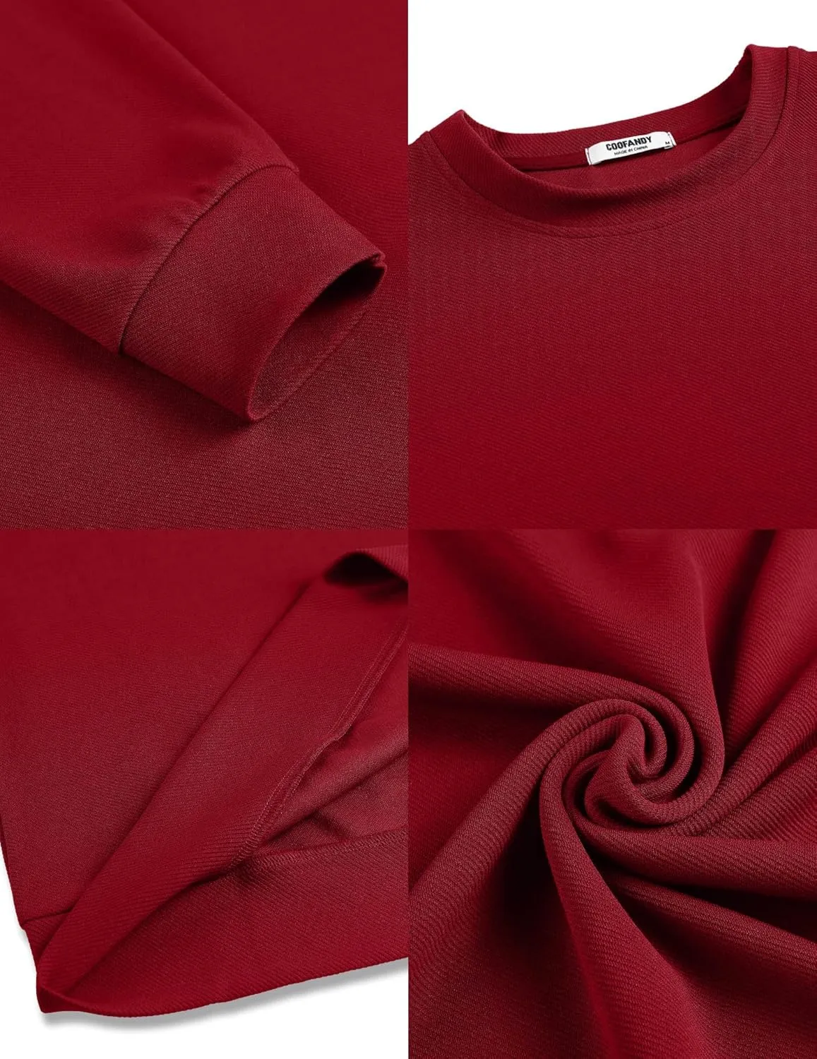 COOFANDY Mens Crewneck Sweatshirts Long Sleeve Basic Pullover Shirts Twill Textured Soild Casual Tops