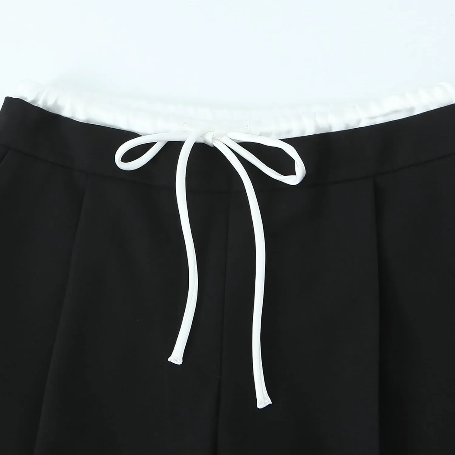 CORIRESHA Women's Casual Contrast Drawstring Waist Straight Leg Pants Basic Trousers