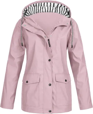 COTECRAM 2025 Women's Waterproof Rain Jacket with Hood Lightweight Outdoor Raincoat Long Hooded Trench Coats Windbreaker