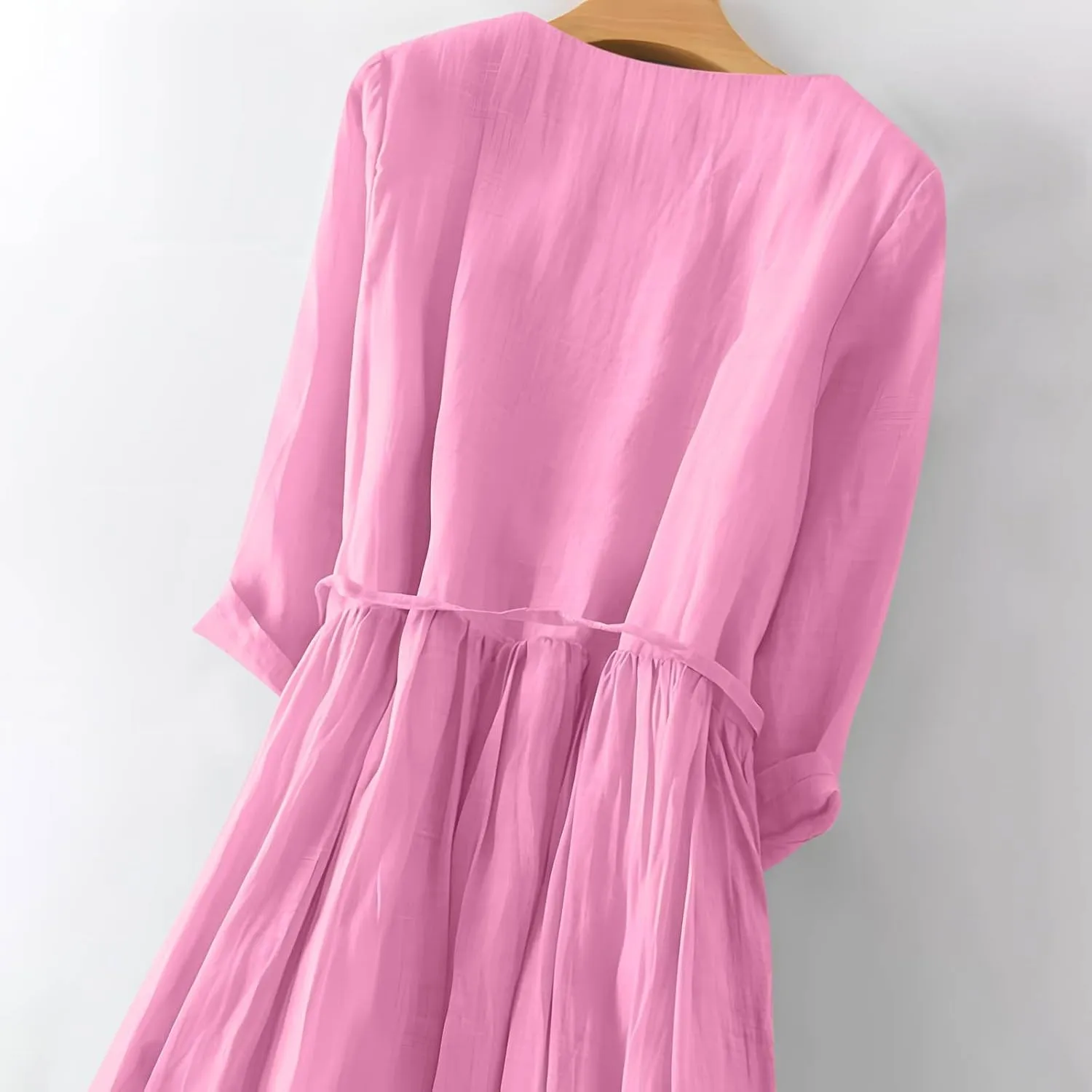Cotton Linen Dress for Women 2025 Casual 3/4 Sleeve A Line Summer Maxi Dresses Spring Fashion Clothes