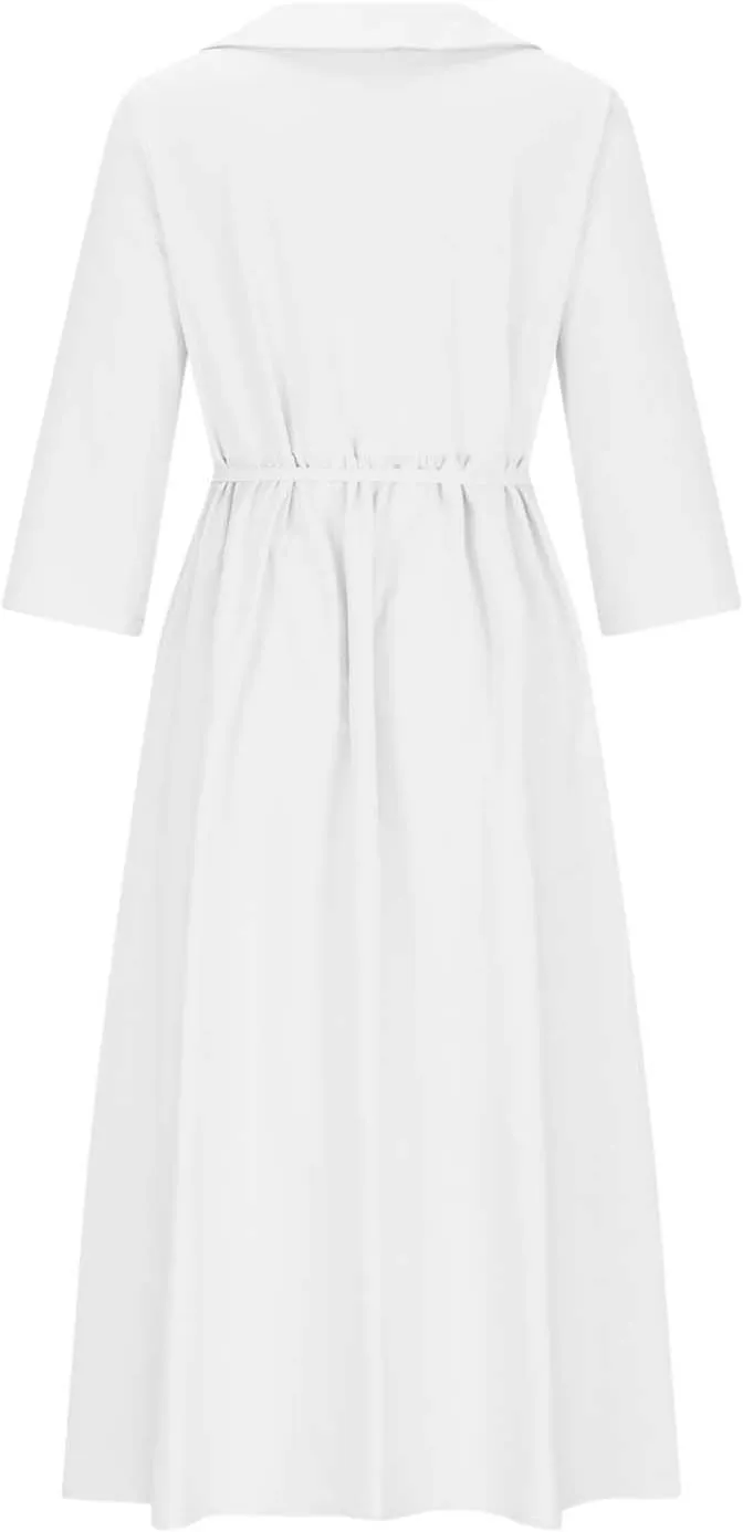 Cotton Linen Dress for Women 2025 Casual 3/4 Sleeve A Line Summer Maxi Dresses Spring Fashion Clothes