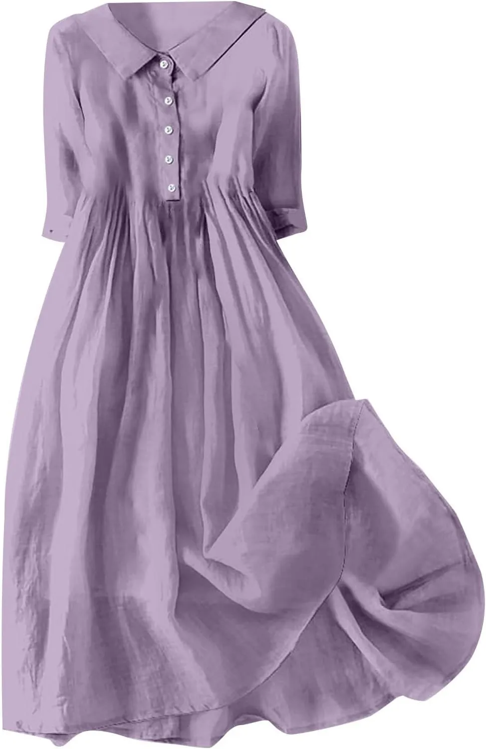 Cotton Linen Dresses for Women 2025 Casual Summer Sleeveless Button Down Dresses Loose Fit Turn Down Neck Sundress