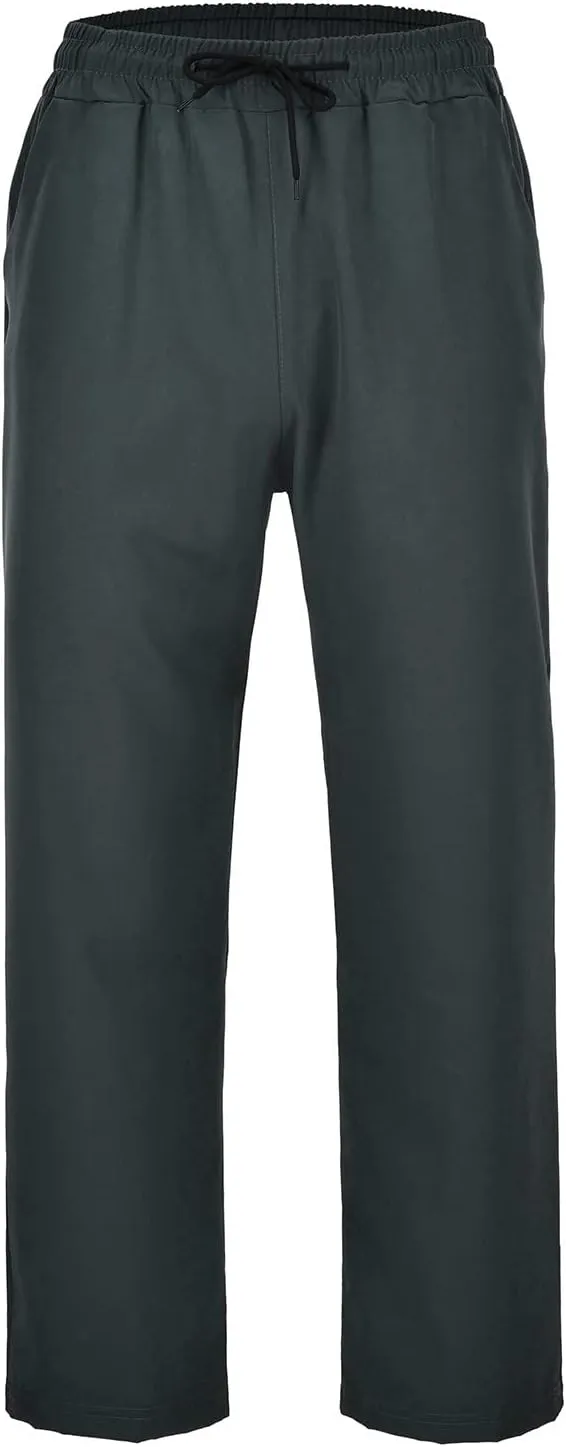 Cotton Linen Pants for Men Casual Loose Fit Pants Outdoor Hiking Trousers Drawstring Elastic Waist Straight Leg Pant