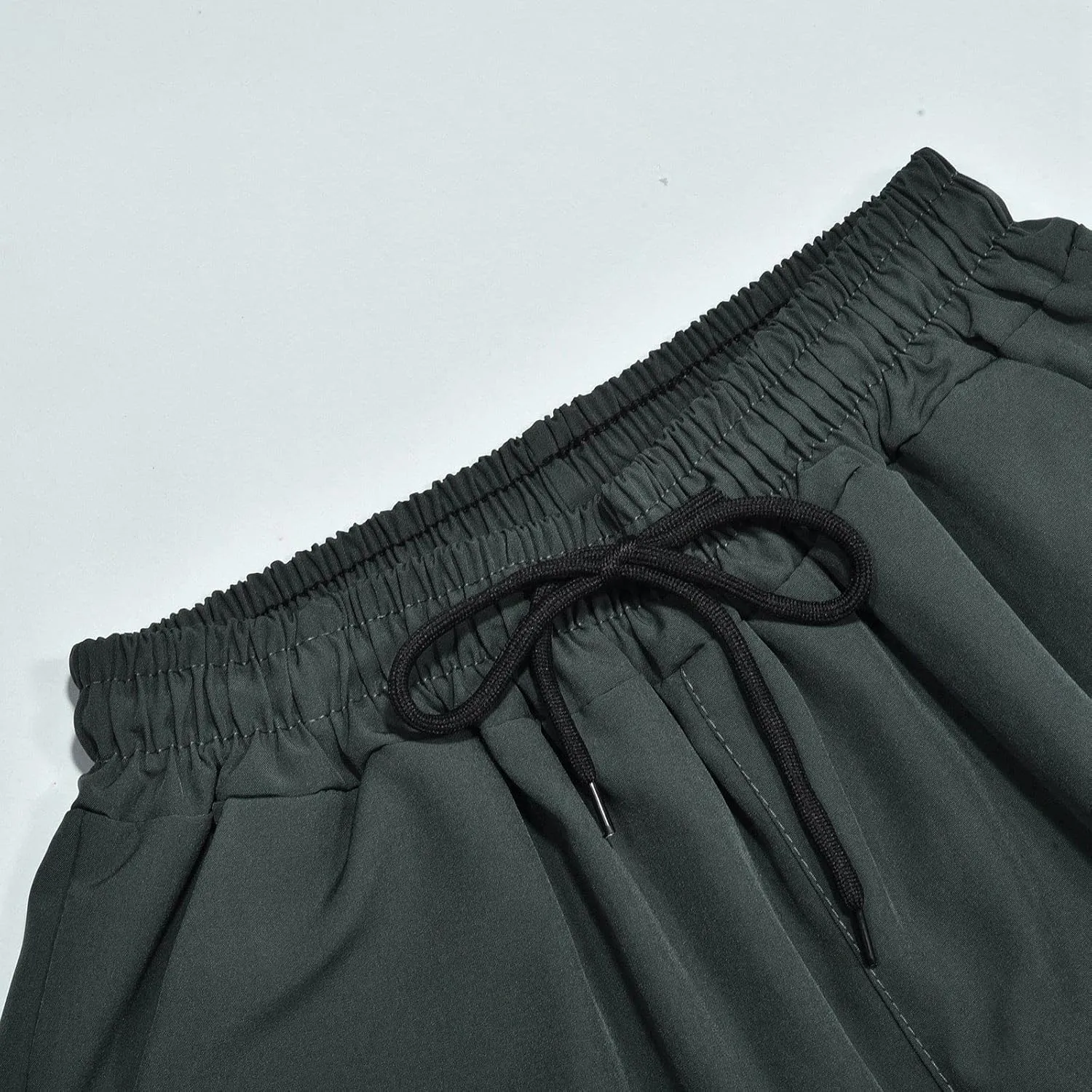 Cotton Linen Pants for Men Casual Loose Fit Pants Outdoor Hiking Trousers Drawstring Elastic Waist Straight Leg Pant