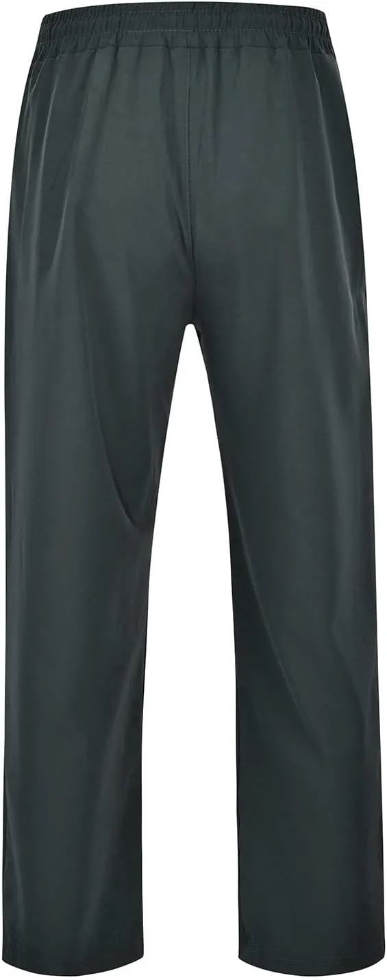 Cotton Linen Pants for Men Casual Loose Fit Pants Outdoor Hiking Trousers Drawstring Elastic Waist Straight Leg Pant
