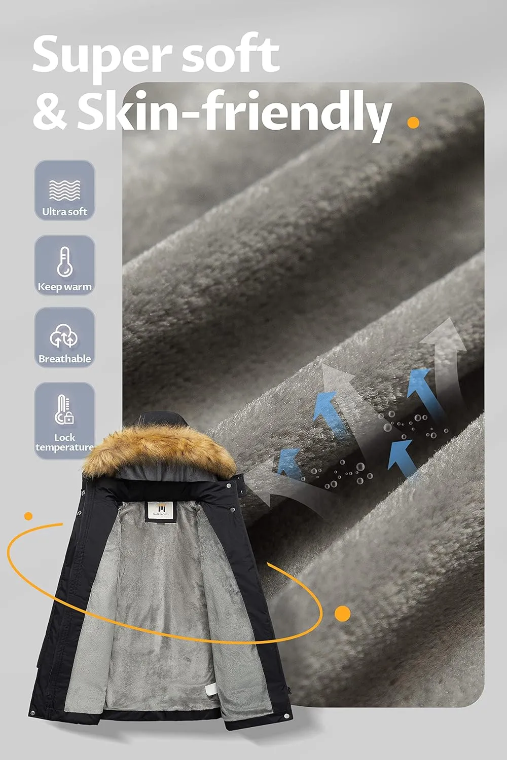 CREATMO US Girl's Long Length Winter Coat Parka Water Resistant Puffer Jacket With Fleece Lining