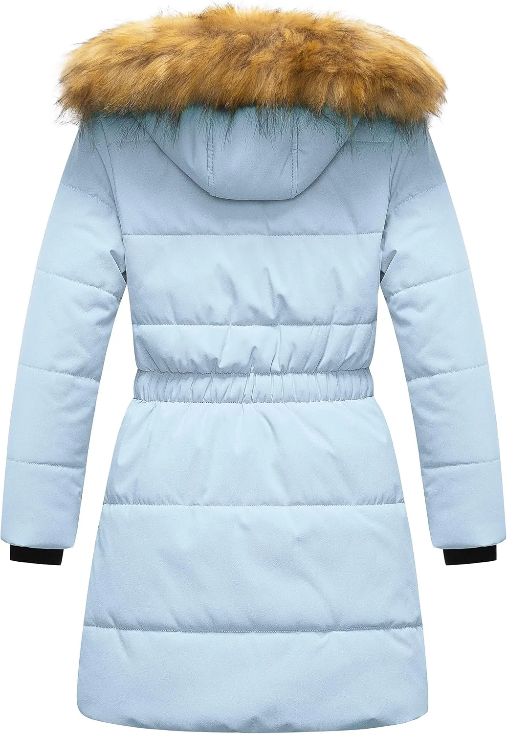 CREATMO US Girl's Long Length Winter Coat Parka Water Resistant Puffer Jacket With Fleece Lining