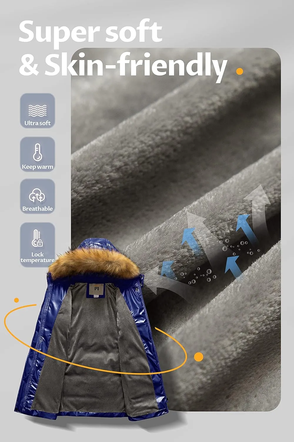 CREATMO US Girl's Long Length Winter Coat Parka Water Resistant Puffer Jacket With Fleece Lining