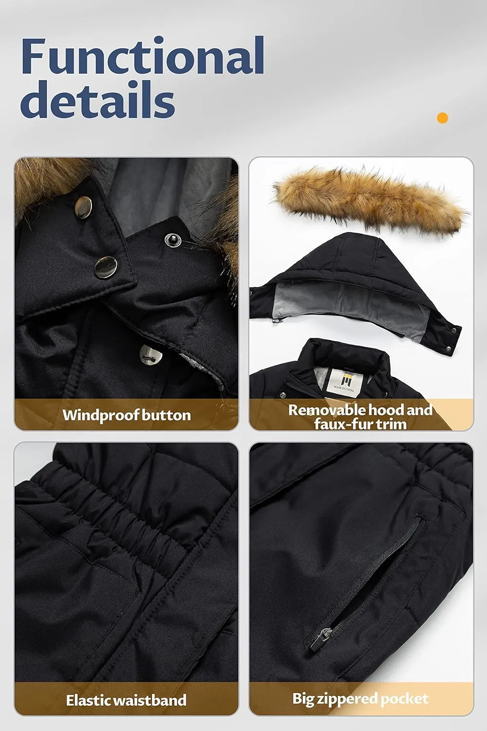 CREATMO US Girl's Long Length Winter Coat Parka Water Resistant Puffer Jacket With Fleece Lining