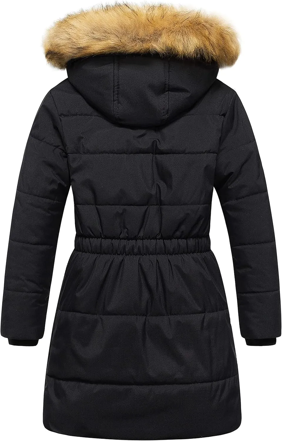 CREATMO US Girl's Long Length Winter Coat Parka Water Resistant Puffer Jacket With Fleece Lining