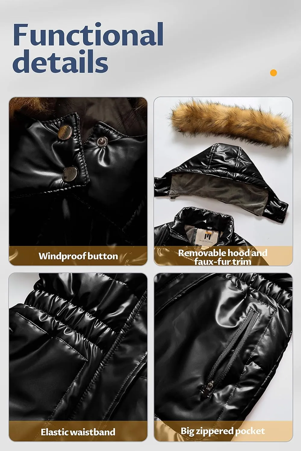 CREATMO US Girl's Long Length Winter Coat Parka Water Resistant Puffer Jacket With Fleece Lining