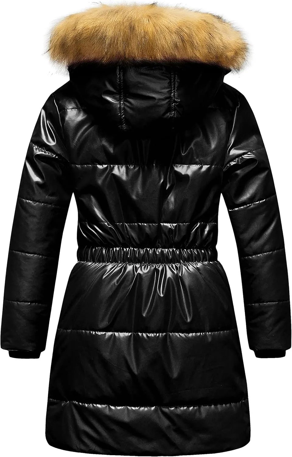 CREATMO US Girl's Long Length Winter Coat Parka Water Resistant Puffer Jacket With Fleece Lining