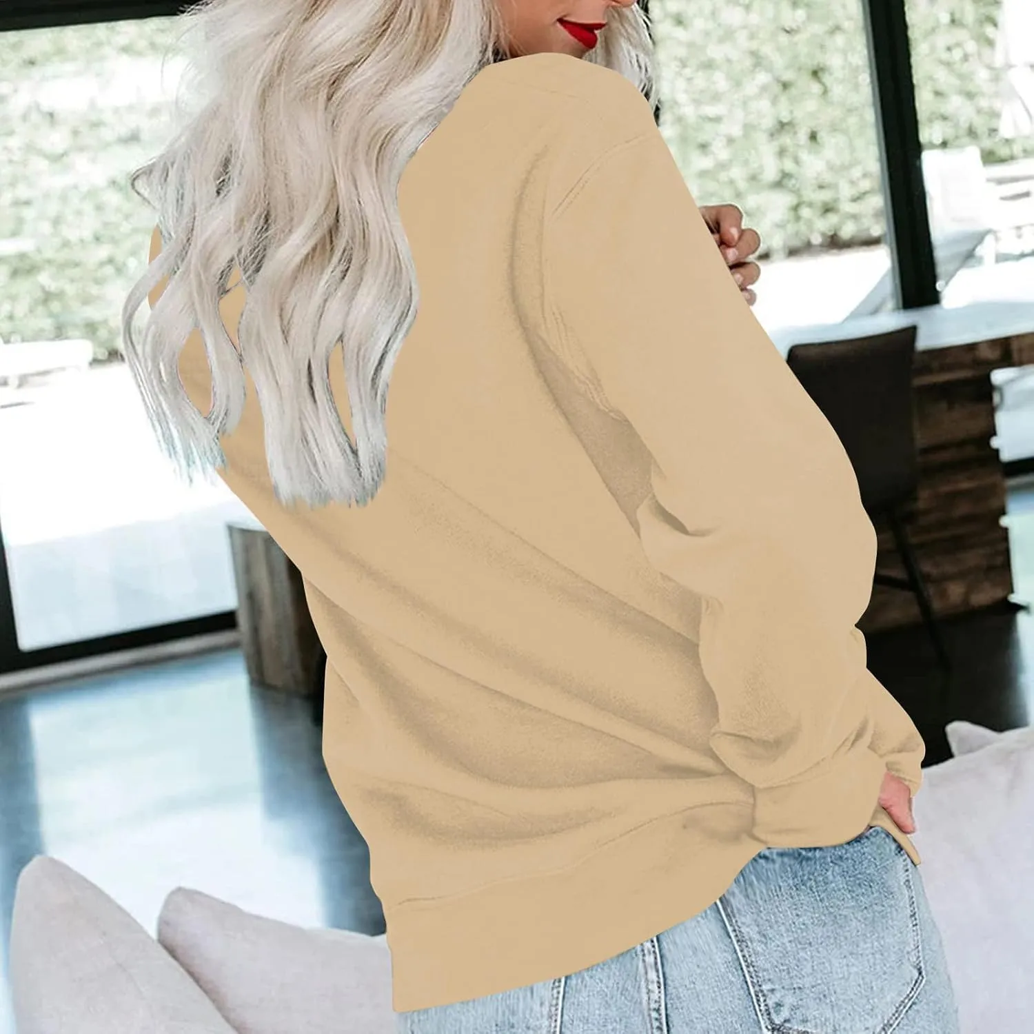 Crew Neck Fall Sweatshirts For Women Long Sleeve Casual Tops Trendy Gradient Color Sweatshirts Winter Pullover Outfit