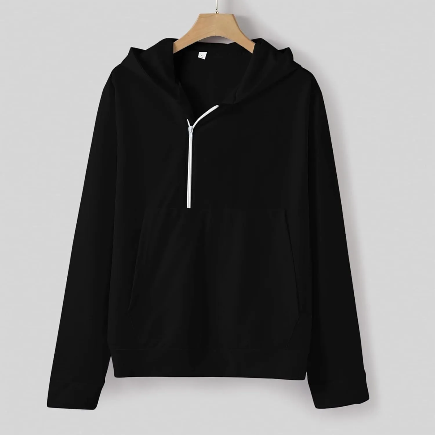 Ctreela Aesthetic Hoodies Sweatshirt for Men Designer Asymmetrical Pullover Tops Plus Size Workout Hoodie Half Zip Jackets