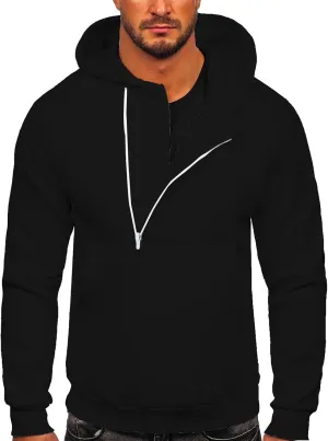 Ctreela Aesthetic Hoodies Sweatshirt for Men Designer Asymmetrical Pullover Tops Plus Size Workout Hoodie Half Zip Jackets