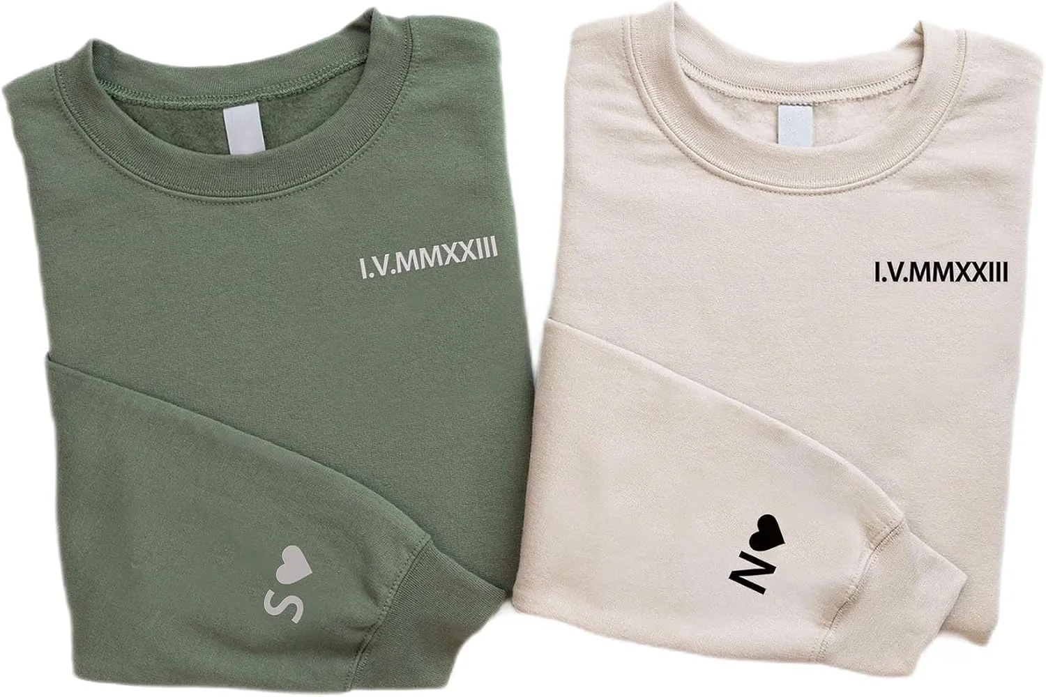 Custom Embroidered Roman Numeral Sweatshirt, Custom Matching Sweatshirts, Custom Sweatshirts for Women and for Couples Black