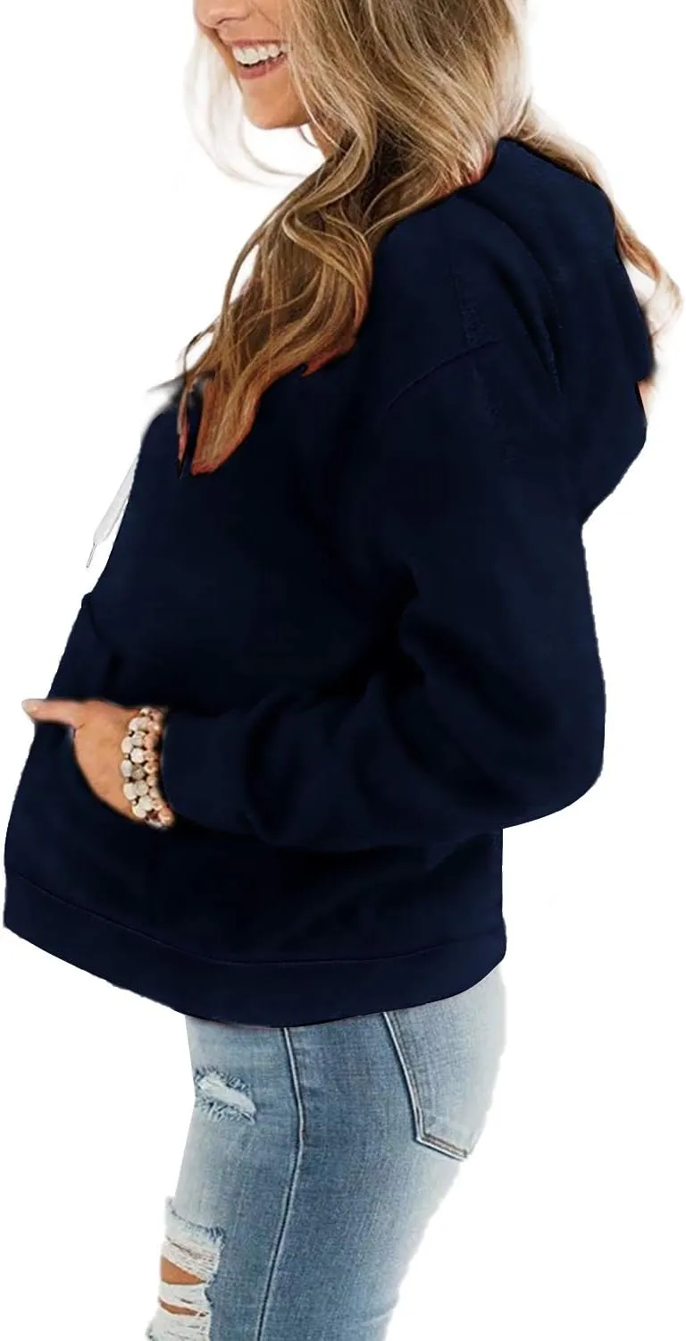 Davenil Womens Hoodies Comfy Fleece Long Sleeve Hooded Sweatshirt Pullover for Women Casual Tops with Pocket