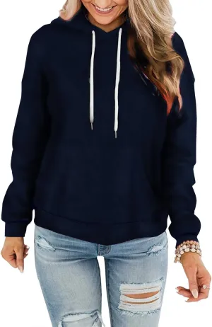 Davenil Womens Hoodies Comfy Fleece Long Sleeve Hooded Sweatshirt Pullover for Women Casual Tops with Pocket
