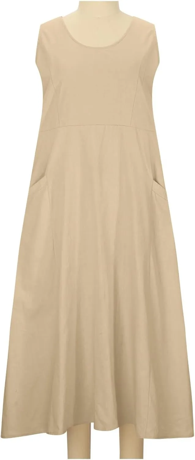 Dresses for Women Casual Summer Sleeveless Long Maxi Dress Trendy Beach Dress Linen Sundress Travel Vacation Outfits
