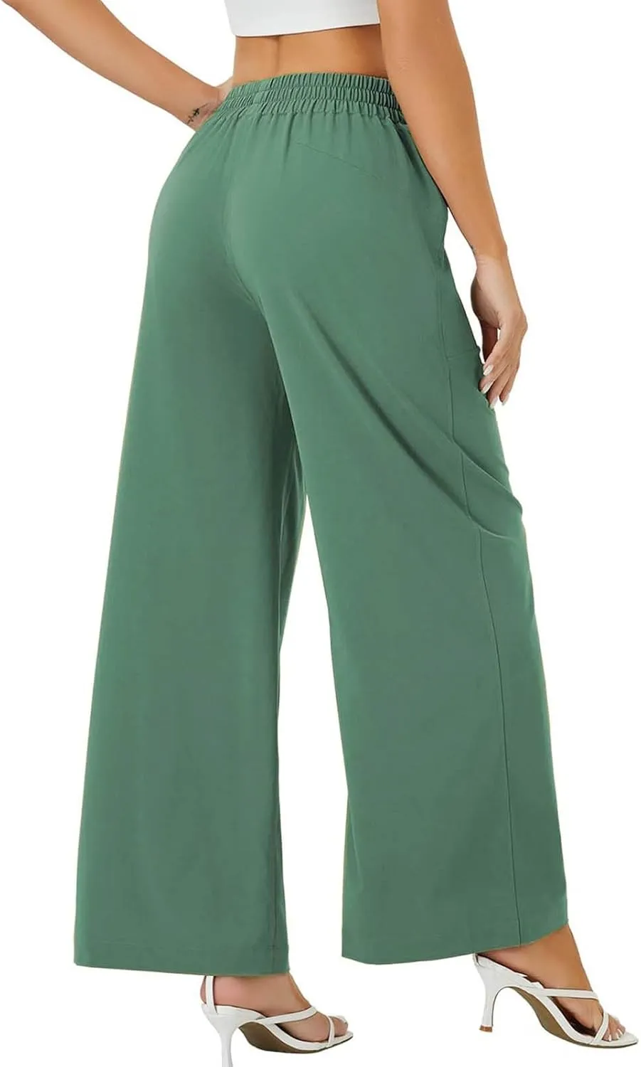 Dressy High Waist Wide Leg for Women Business Work Casual Pants Elegant Loose Fit Solid Straight Leg Trousers