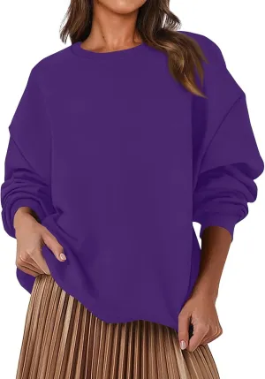 Fleece Plus Size Crewneck Sweatshirts Women Oversized Sweatshirt Hoodies Tunic Pullover Warm Sweaters Casual Tops