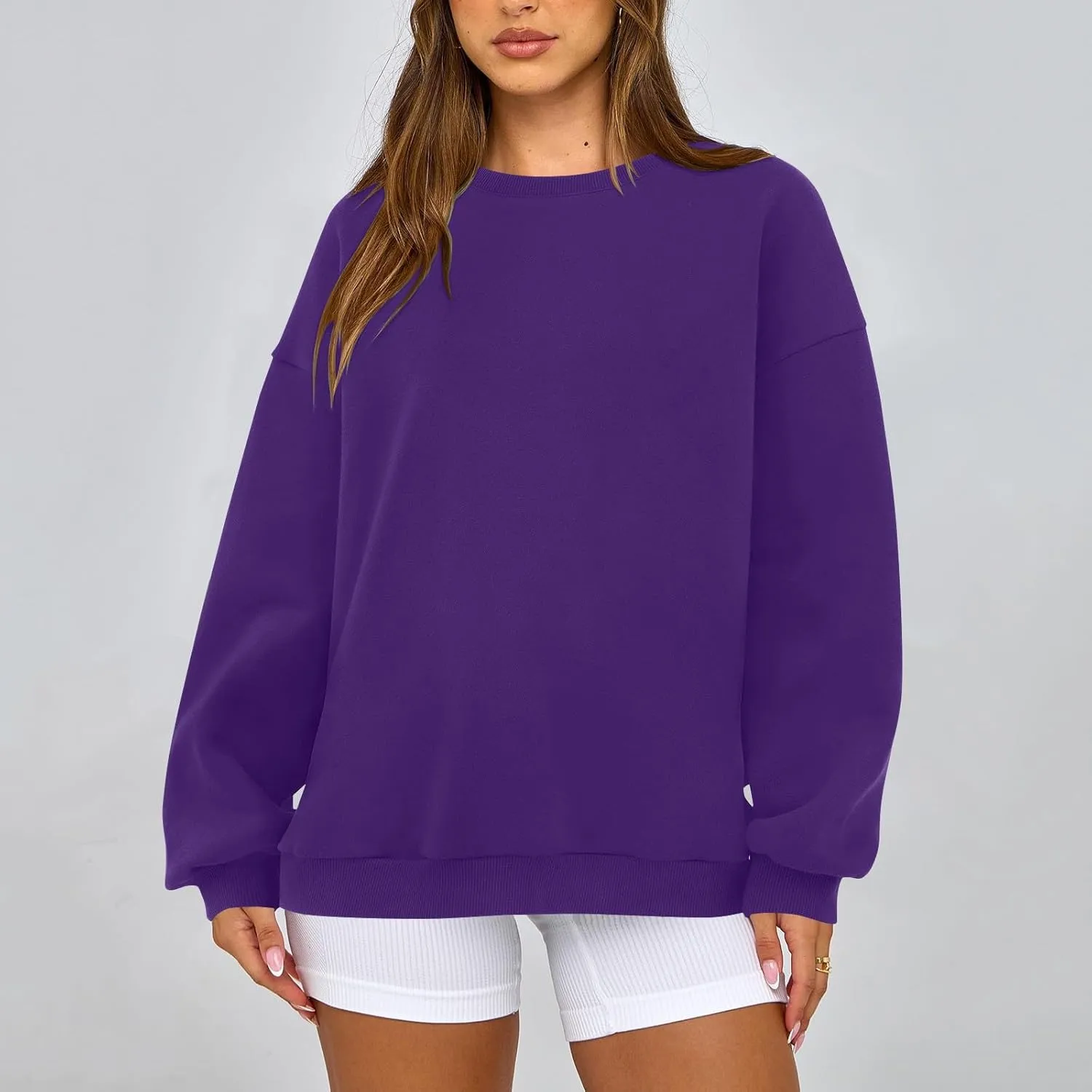 Fleece Plus Size Crewneck Sweatshirts Women Oversized Sweatshirt Hoodies Tunic Pullover Warm Sweaters Casual Tops