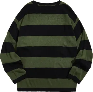 Floerns Men's Striped Pullover Sweater Colorblock Crew Neck Knit Casual Tops