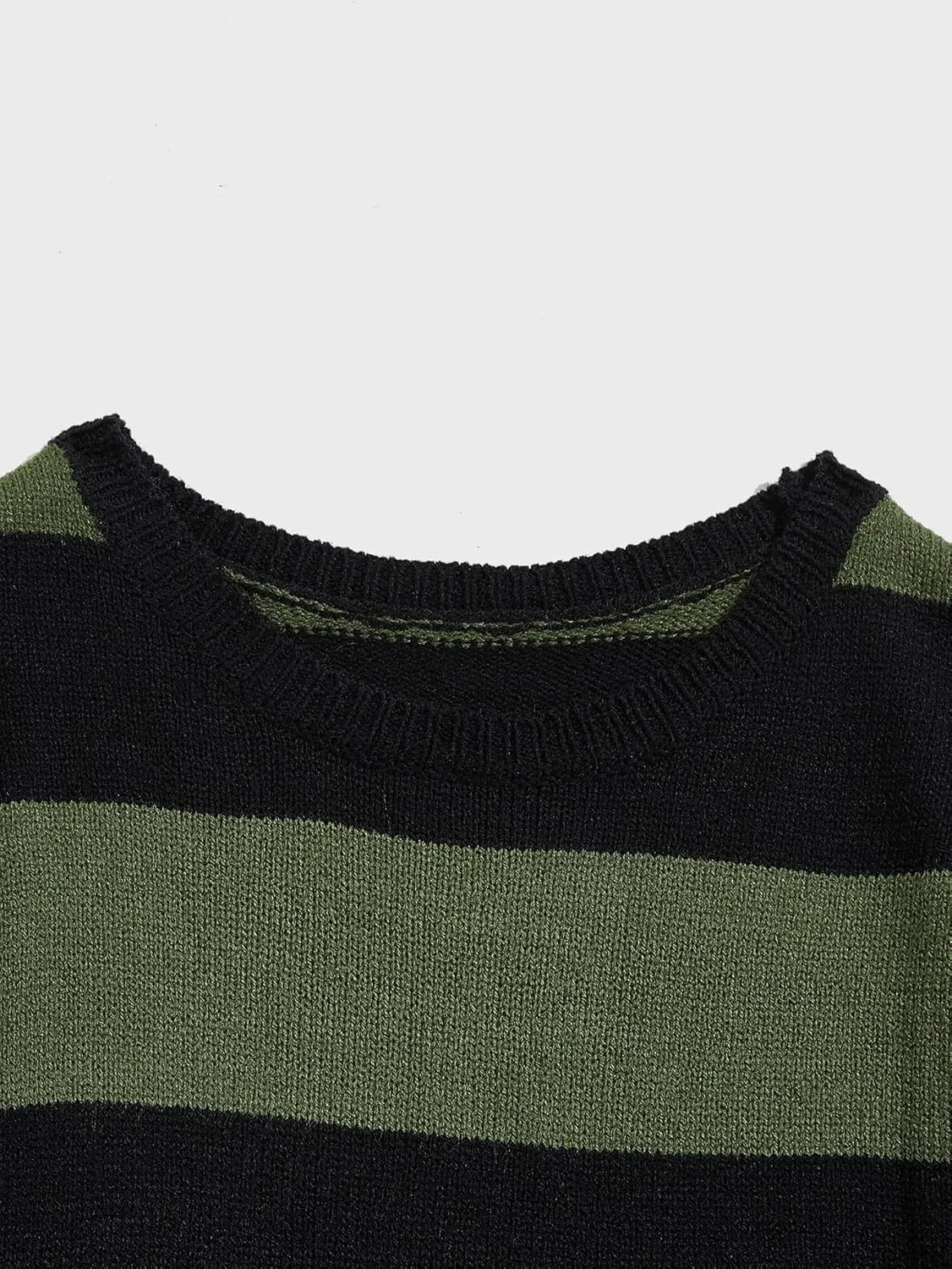 Floerns Men's Striped Pullover Sweater Colorblock Crew Neck Knit Casual Tops