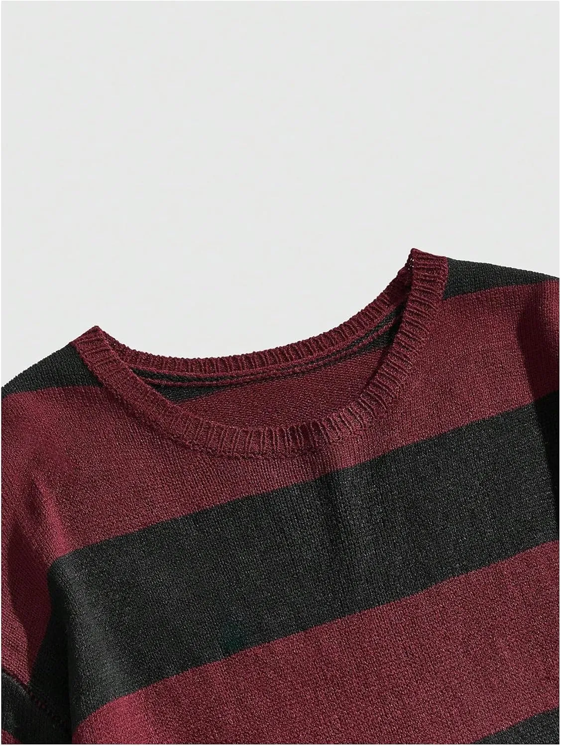 Floerns Men's Striped Pullover Sweater Colorblock Crew Neck Knit Casual Tops
