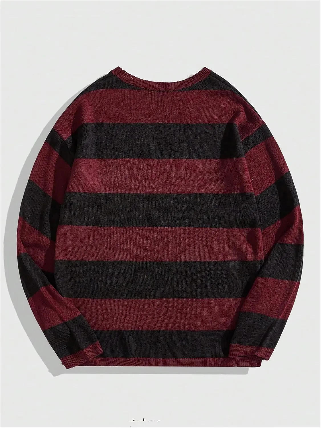 Floerns Men's Striped Pullover Sweater Colorblock Crew Neck Knit Casual Tops