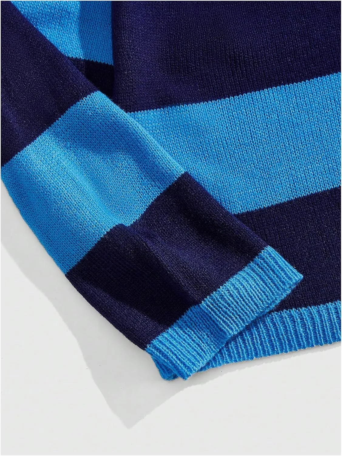 Floerns Men's Striped Pullover Sweater Colorblock Crew Neck Knit Casual Tops