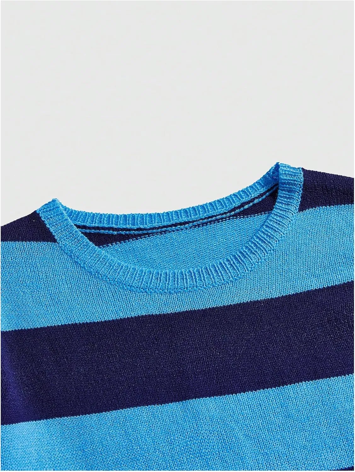 Floerns Men's Striped Pullover Sweater Colorblock Crew Neck Knit Casual Tops