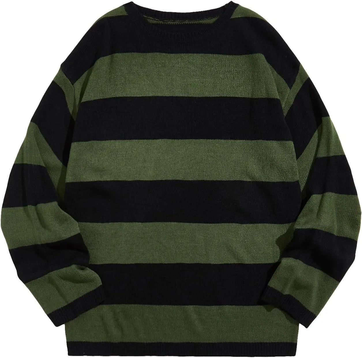 Floerns Men's Striped Pullover Sweater Colorblock Crew Neck Knit Casual Tops