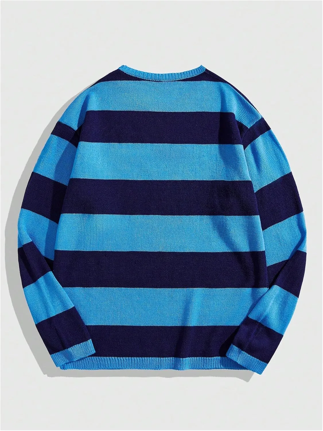 Floerns Men's Striped Pullover Sweater Colorblock Crew Neck Knit Casual Tops
