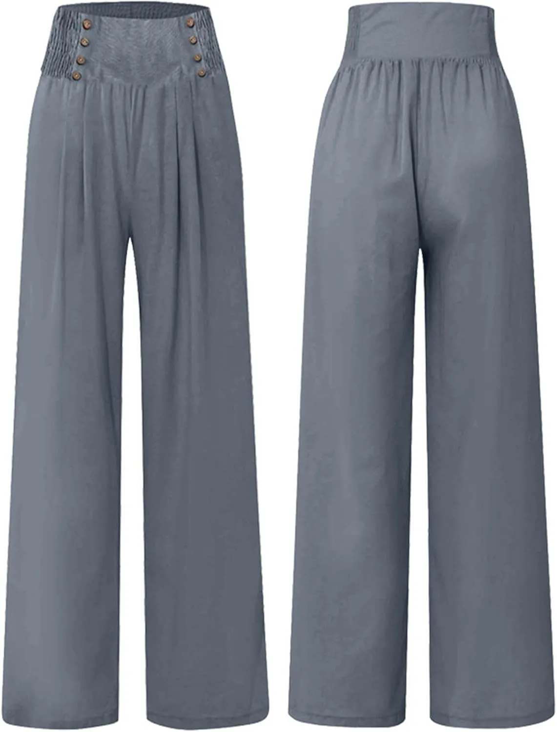 Flowy Pants for Women Wide Leg Beach Trousers Casual Summer Loose Fit Cotton Linen Yoga Palazzo Pants with Pockets