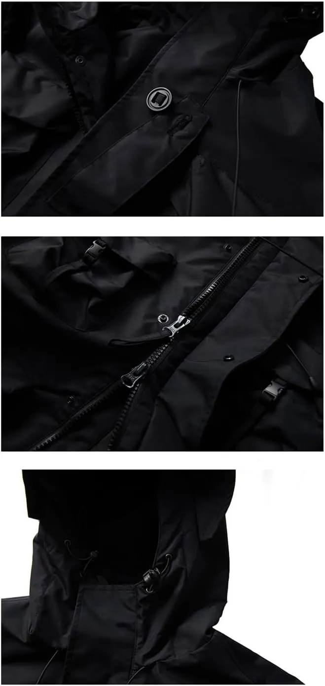 FULBHPRINT Outdoor Multi-Pocket Hooded Cargo Jackets Japanese Streetwear Waterproof Coat Harajuku Casual Tops