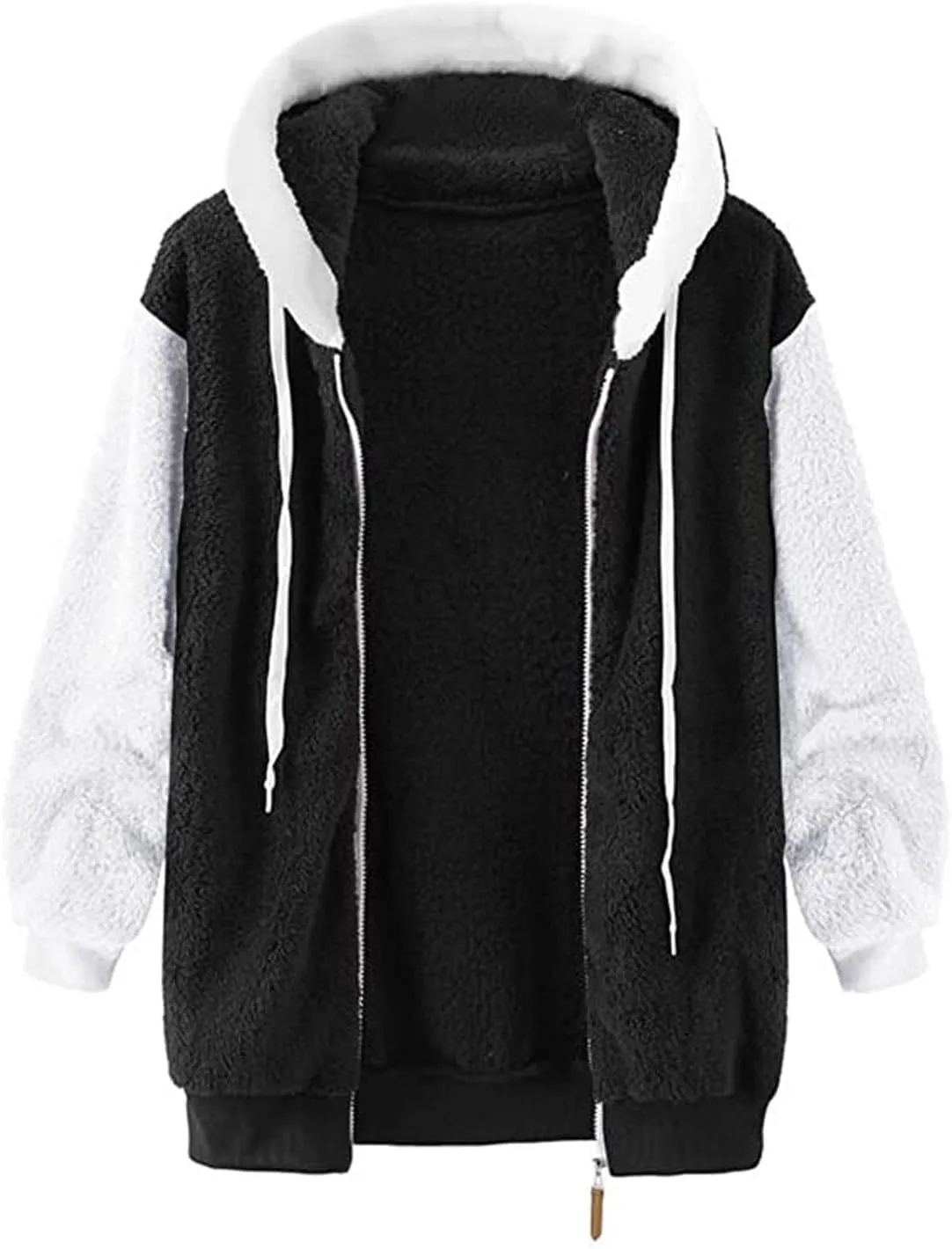 Fuzzy Fleece Jacket Women Plus Size Warm Winter Coats Fluffy Sherpa Hoodie Zip up Casual Cardigan Sweater Outerwear