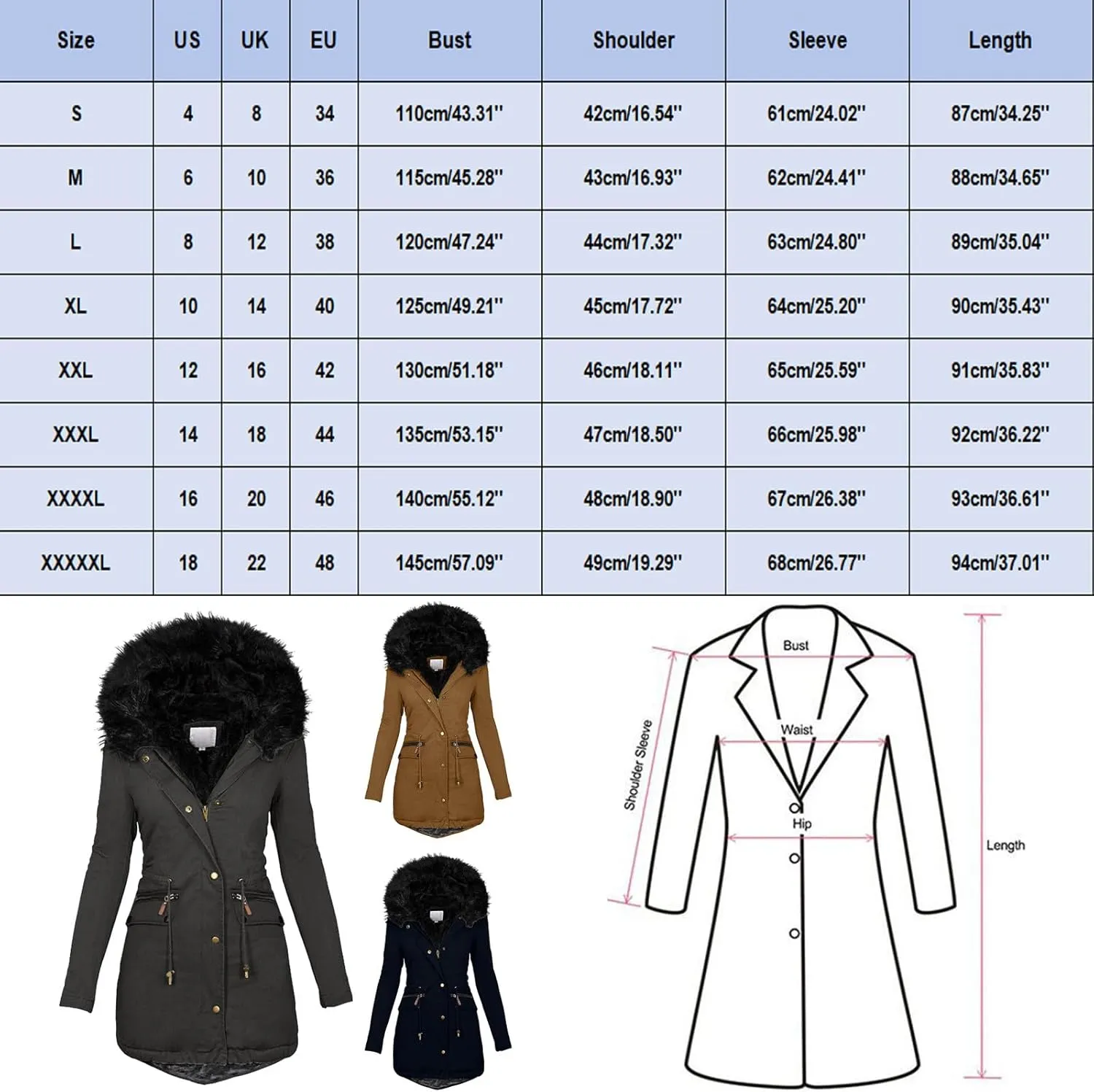 FZVYD Womens Winter Coats Warm Sherpa Lined Parkas Thickened Windproof Outerwear with Fur Hood Plus Size Puffer Down Jackets
