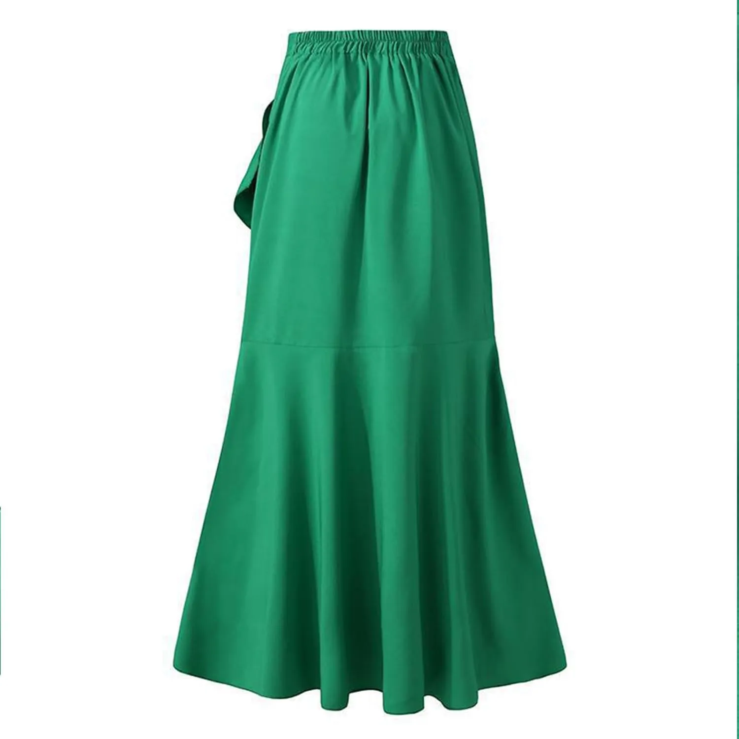 FZYLQY 2025 Maxi Skirt for Women Elegant High Waisted Side Slit Long Skirts Asymmetric Tiered Ruffle Hem A-Line Skirts