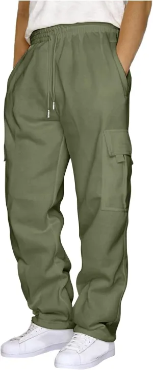 GIERIDUC Cargo Pants for Men 2024 Relaxed Fit Lightweight Hiking Pants Men Extra Tall Athletic Pants Fleece Lined Work Pants