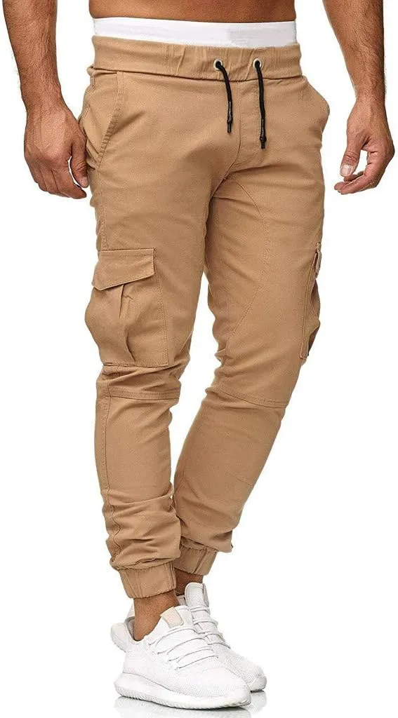 GIERIDUC Men's Cargo Fleece Jogger Sweatpant Mens Pajama Pants Long Length Men's Khaki Corduroy Pants Mens Outdoor Work Pants