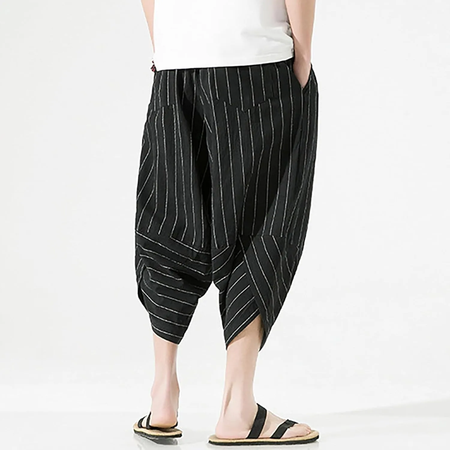 GIERIDUC Mens Cotton Linen Loose Pant Casual Long Pants Lightweight Flat-Front Summer Trousers Yoga Beach Pants for Men