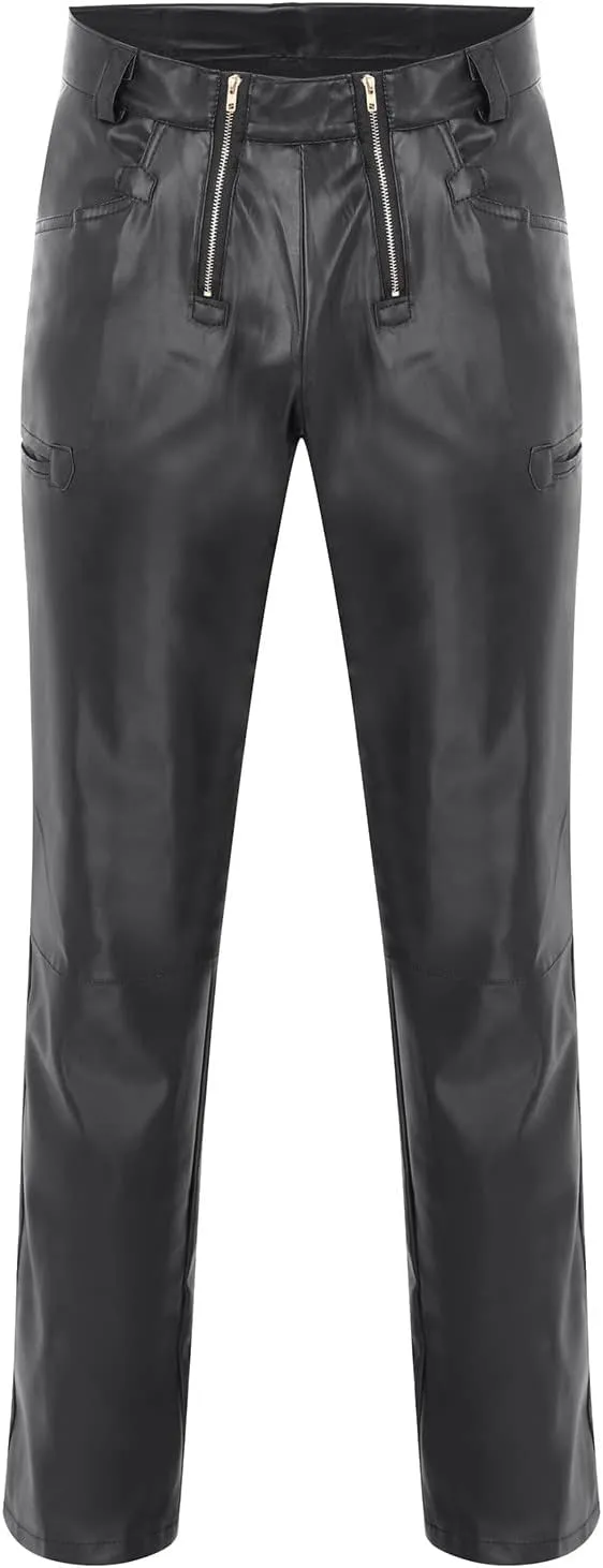 GIERIDUC Men's Faux Leather Pants Reversible Basketball Jerseys for Men Extra Long Lounge Pants Mens Athletic Dress Pants Men